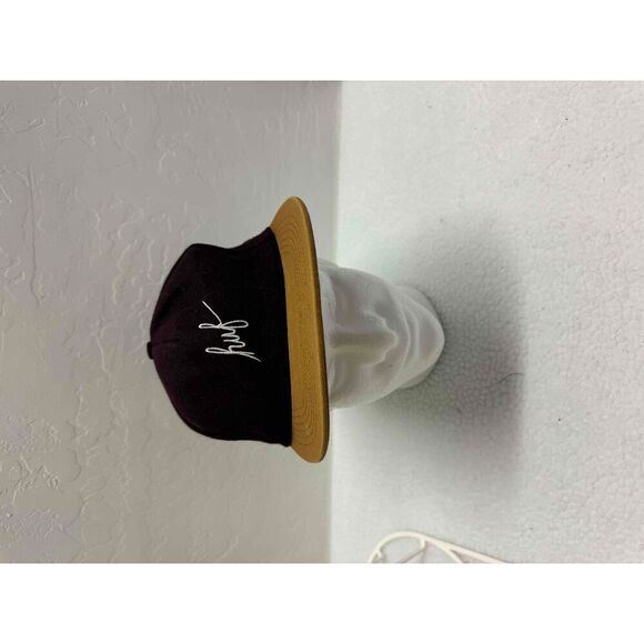 HUF Black Tan Wool‎ Blend Snapback Cap Adjustable Logo Streetwear USA Made - Picture 1 of 5